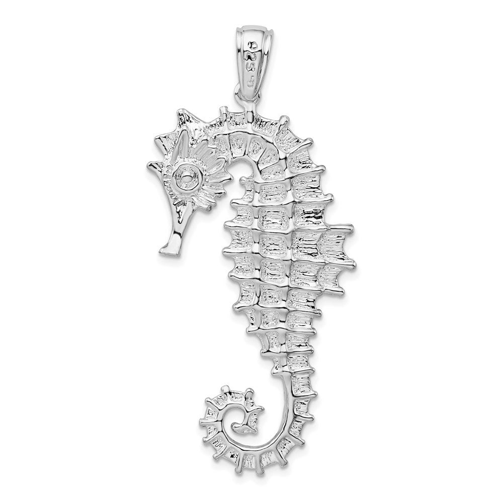 FJC Finejewelers 925 Sterling Silver Rhodium Plated Polished/Textured 3D Sea Horse Charm 56 x 25 mm