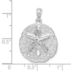 FJC Finejewelers 925 Sterling Silver Rhodium Plated Polished/Textured Sand Dollar Charm 27 x 18 mm