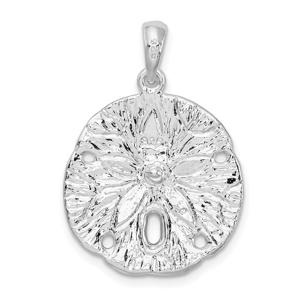 FJC Finejewelers 925 Sterling Silver Rhodium Plated Polished/Textured Sand Dollar Charm 27 x 18 mm