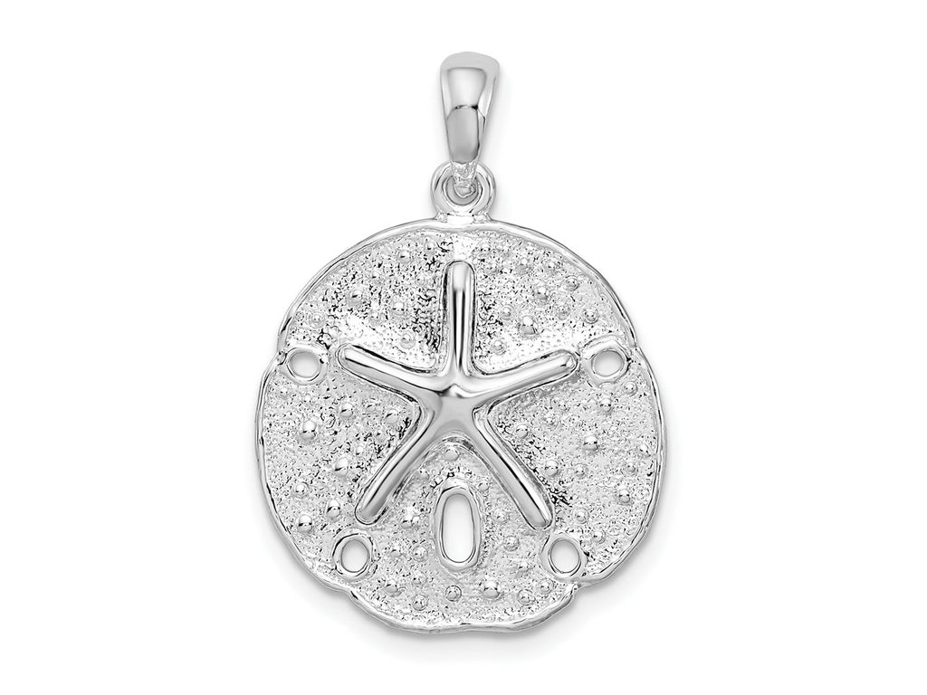 FJC Finejewelers 925 Sterling Silver Rhodium Plated Polished/Textured Sand Dollar Charm 27 x 18 mm