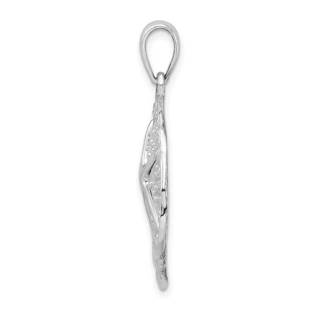 FJC Finejewelers 925 Sterling Silver Rhodium Plated Polished/Textured Sand Dollar Charm 34 x 24 mm