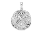 FJC Finejewelers 925 Sterling Silver Rhodium Plated Polished/Textured Sand Dollar Charm 34 x 24 mm