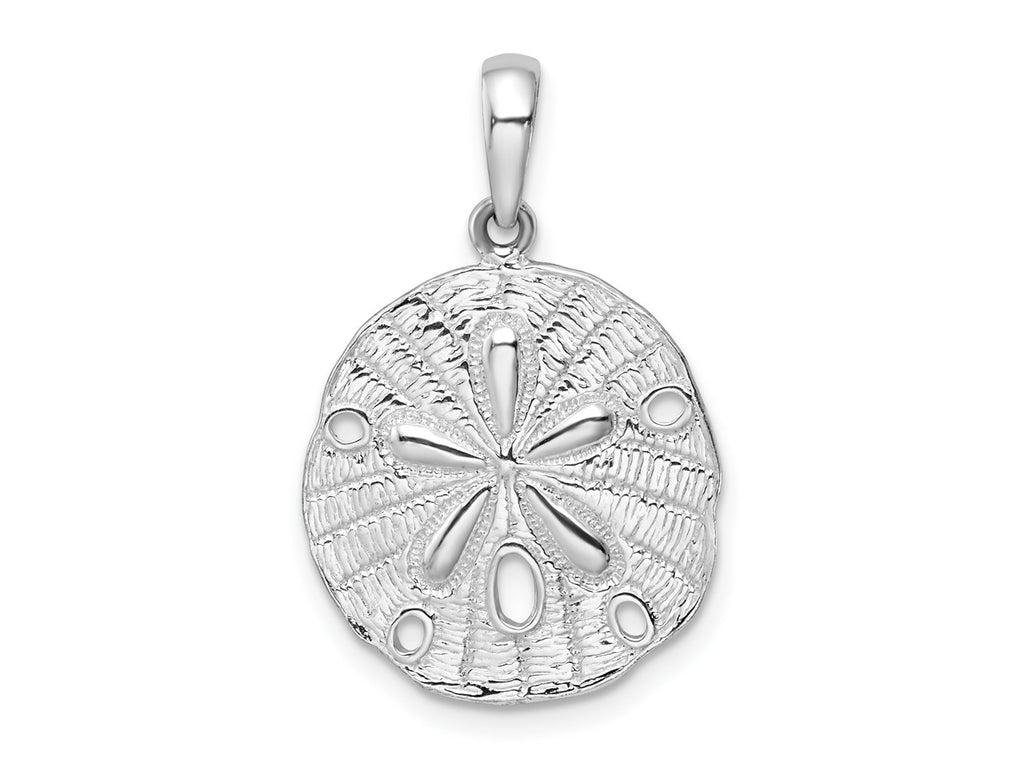 FJC Finejewelers 925 Sterling Silver Rhodium Plated Polished/Textured Sand Dollar Charm 27 x 17 mm