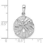 FJC Finejewelers 925 Sterling Silver Rhodium Plated Polished/Textured Sand Dollar Charm 25 x 15 mm