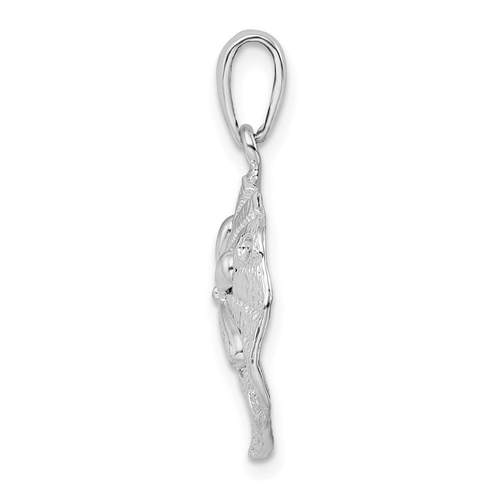 FJC Finejewelers 925 Sterling Silver Rhodium Plated Polished/Textured Sand Dollar Charm 25 x 15 mm