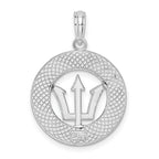 FJC Finejewelers 925 Sterling Silver Polished Barbados with Trident Circle Charm 26 x 18 mm