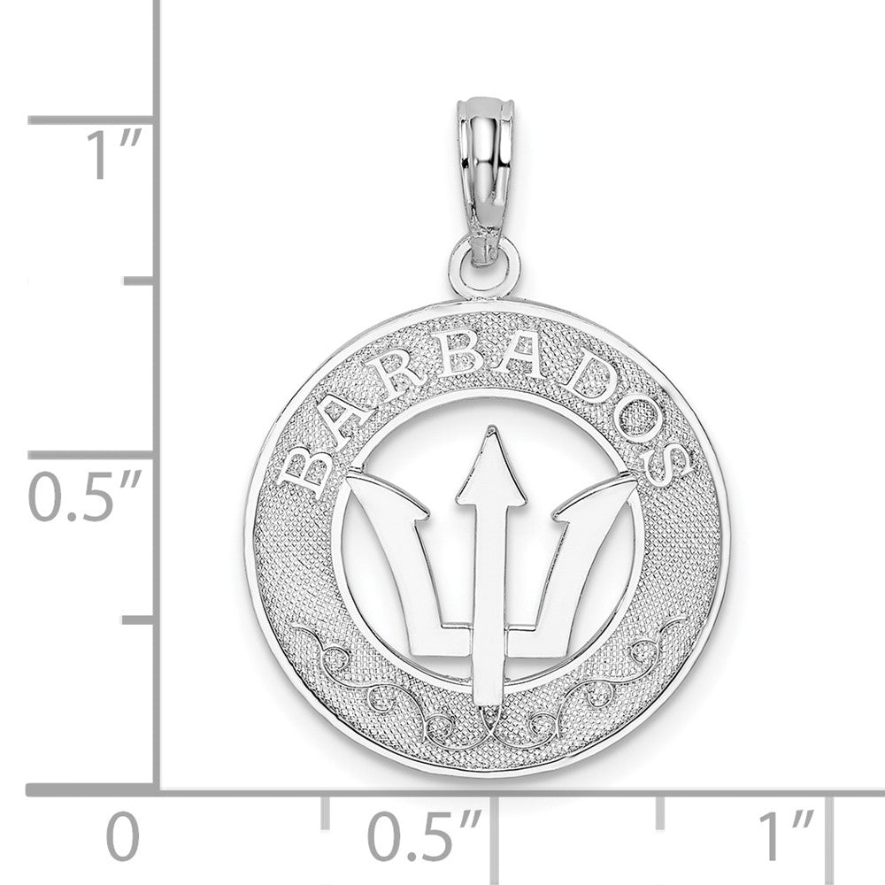 FJC Finejewelers 925 Sterling Silver Polished Barbados with Trident Circle Charm 26 x 18 mm