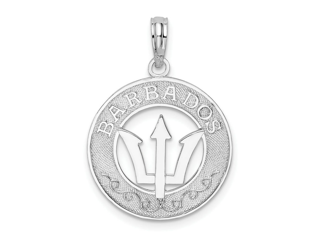 FJC Finejewelers 925 Sterling Silver Polished Barbados with Trident Circle Charm 26 x 18 mm