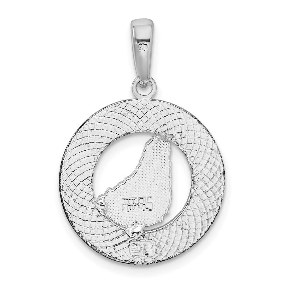 FJC Finejewelers 925 Sterling Silver Rhodium Plated Polished Barbados with Map Circle Charm 26 x 17 mm