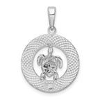 FJC Finejewelers 925 Sterling Silver Rhodium Plated Polished Barbados with Turtle Circle Charm 27 x 18 mm