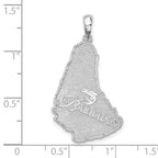 FJC Finejewelers 925 Sterling Silver Rhodium Plated Polished/Textured Barbados Map Charm 35 x 19 mm
