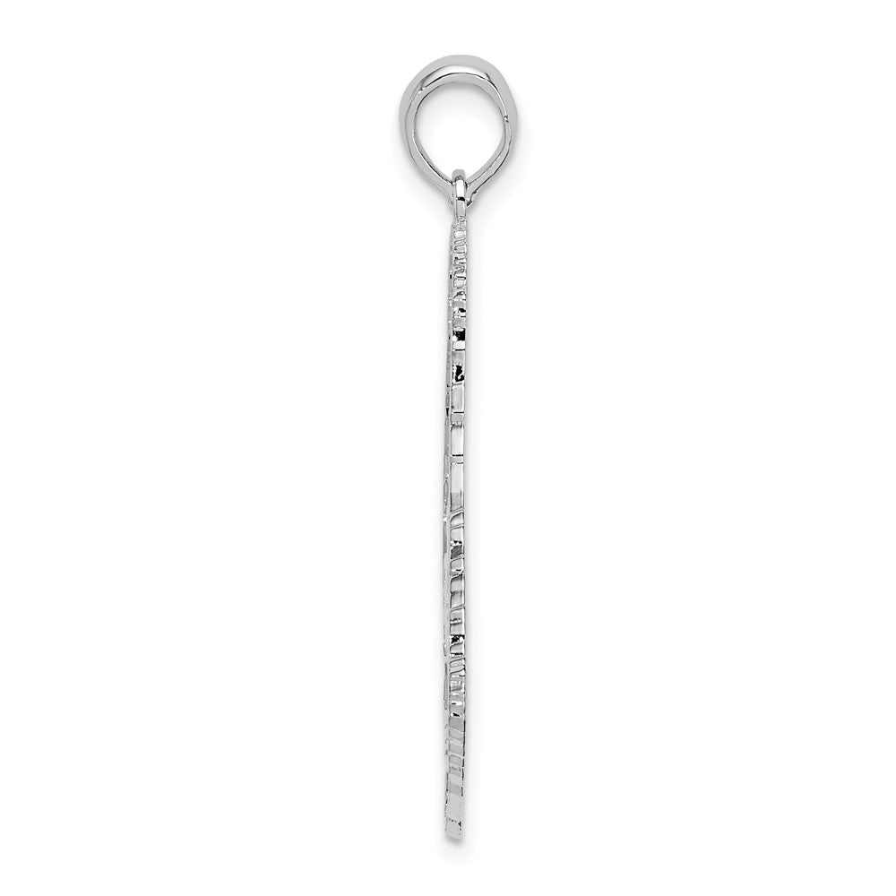 FJC Finejewelers 925 Sterling Silver Rhodium Plated Polished/Textured Barbados Map Charm 35 x 19 mm