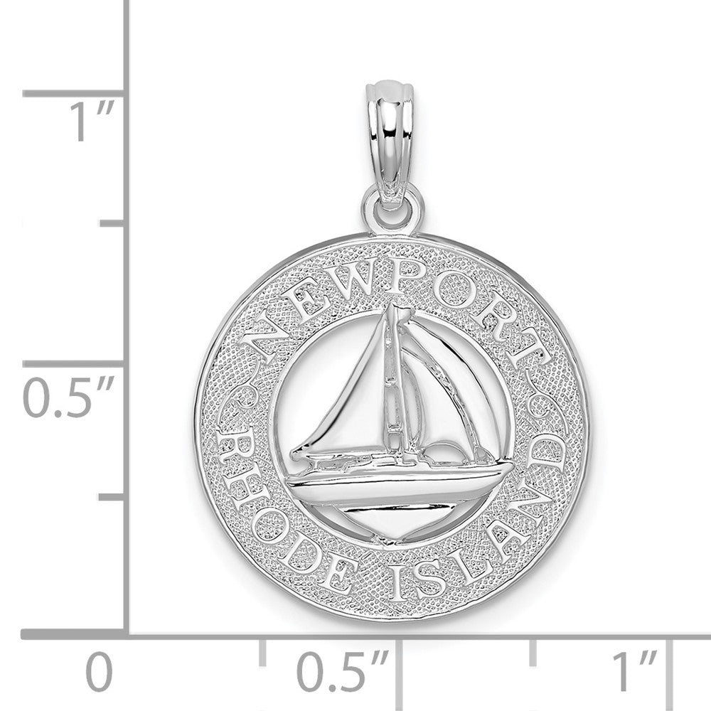 FJC Finejewelers 925 Sterling Silver d Newport Rhode Island with Sailboat Circle Charm 25 x 18 mm