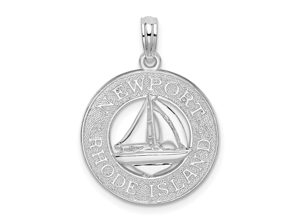 FJC Finejewelers 925 Sterling Silver d Newport Rhode Island with Sailboat Circle Charm 25 x 18 mm