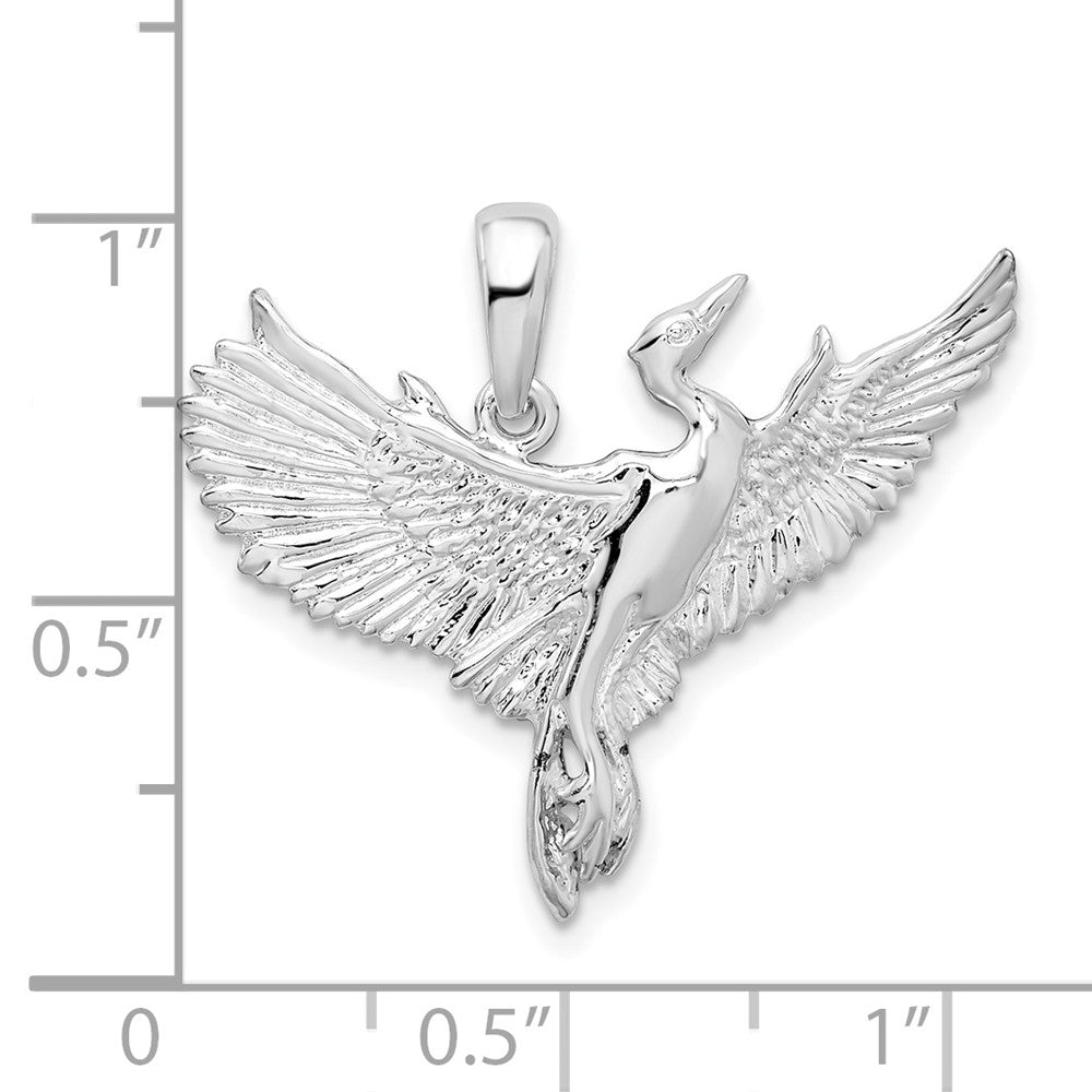 FJC Finejewelers 925 Sterling Silver Rhodium Plated Polished Egret Bird Charm 27 mm