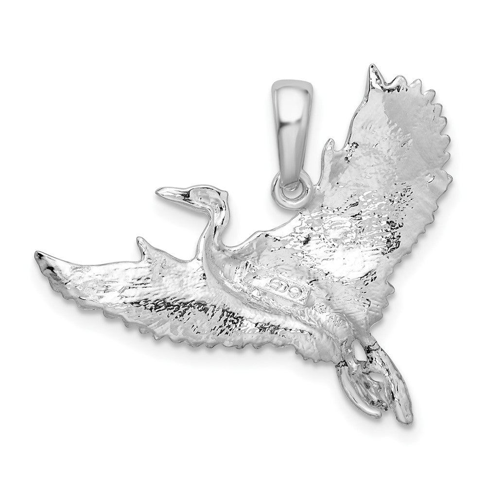 FJC Finejewelers 925 Sterling Silver Rhodium Plated Polished Egret Bird Charm 27 mm