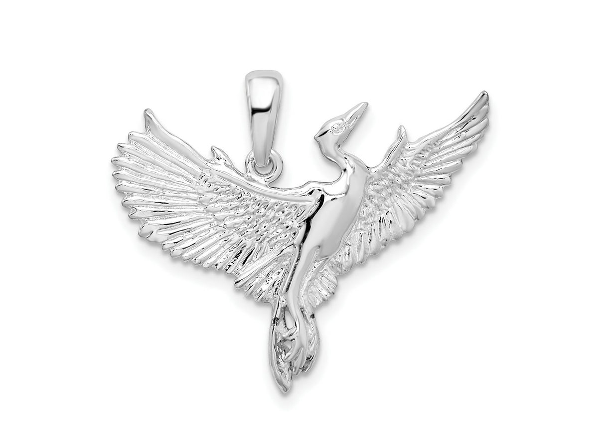 FJC Finejewelers 925 Sterling Silver Rhodium Plated Polished Egret Bird Charm 27 mm