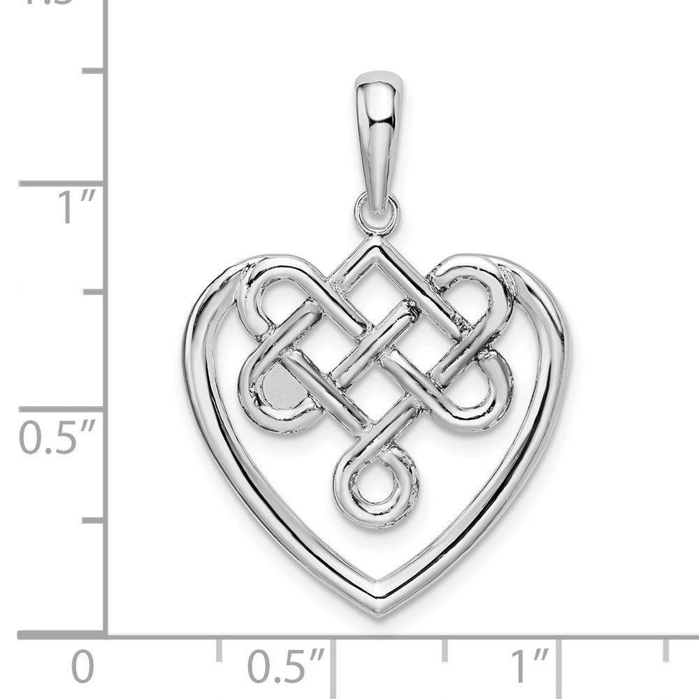FJC Finejewelers 925 Sterling Silver Rhodium Plated Polished Celtic Knot Heart Charm 21 mm