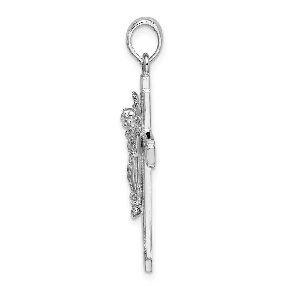 FJC Finejewelers 925 Sterling Silver Rhodium Plated Polished Beaded Edge Crucifix Charm 19 mm