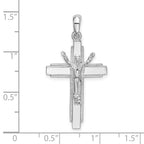 FJC Finejewelers 925 Sterling Silver Rhodium Plated Polished Beaded Edge Crucifix Charm 19 mm