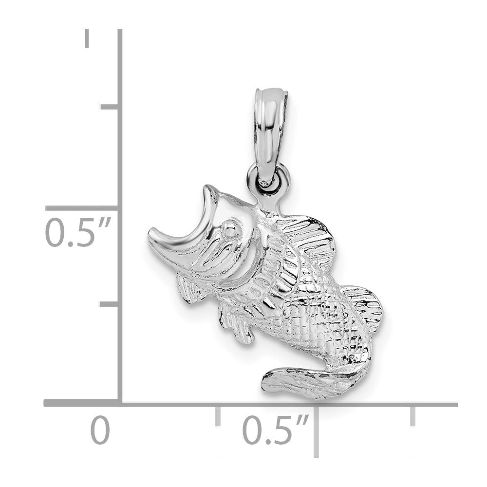 FJC Finejewelers 925 Sterling Silver Rhodium Plated Polished Jumping Bass Fish Charm 20 x 16 mm