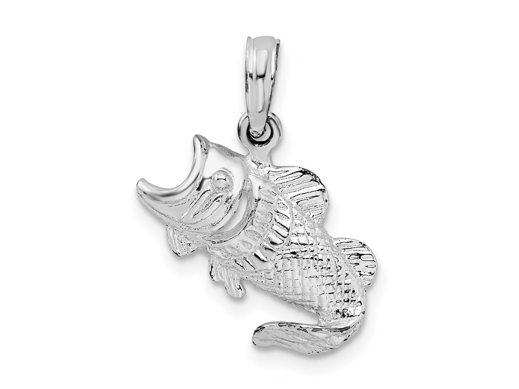 FJC Finejewelers 925 Sterling Silver Rhodium Plated Polished Jumping Bass Fish Charm 20 x 16 mm