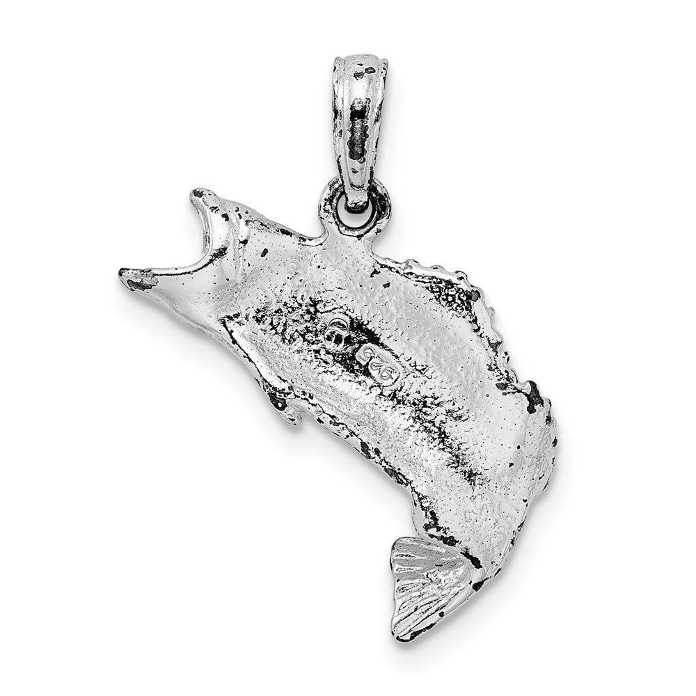 FJC Finejewelers 925 Sterling Silver Rhodium Plated Polished Bass Fish Curved Tail Charm 20 x 19 mm