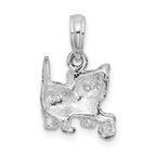 FJC Finejewelers 925 Sterling Silver Rhodium Plated Polished Cat with Ball Charm 9 mm