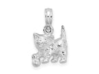FJC Finejewelers 925 Sterling Silver Rhodium Plated Polished Cat with Ball Charm 9 mm