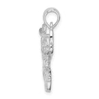 FJC Finejewelers 925 Sterling Silver Rhodium Plated Polished/Textured Deer Head Charm 15 mm