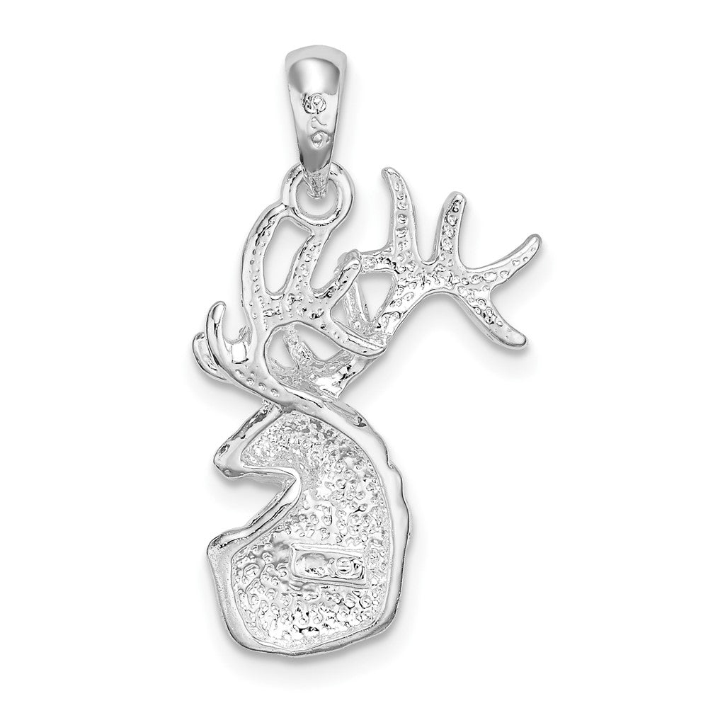 FJC Finejewelers 925 Sterling Silver Rhodium Plated Polished/Textured Deer Head Charm 15 mm