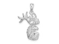 FJC Finejewelers 925 Sterling Silver Rhodium Plated Polished/Textured Deer Head Charm 15 mm