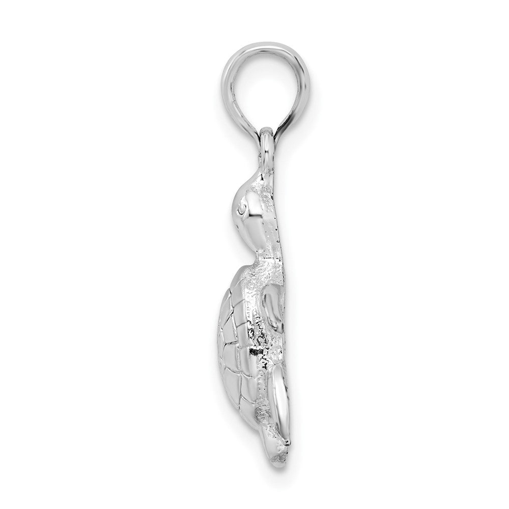 FJC Finejewelers 925 Sterling Silver Rhodium Plated Polished/Textured Turtle Charm 24 x 12 mm