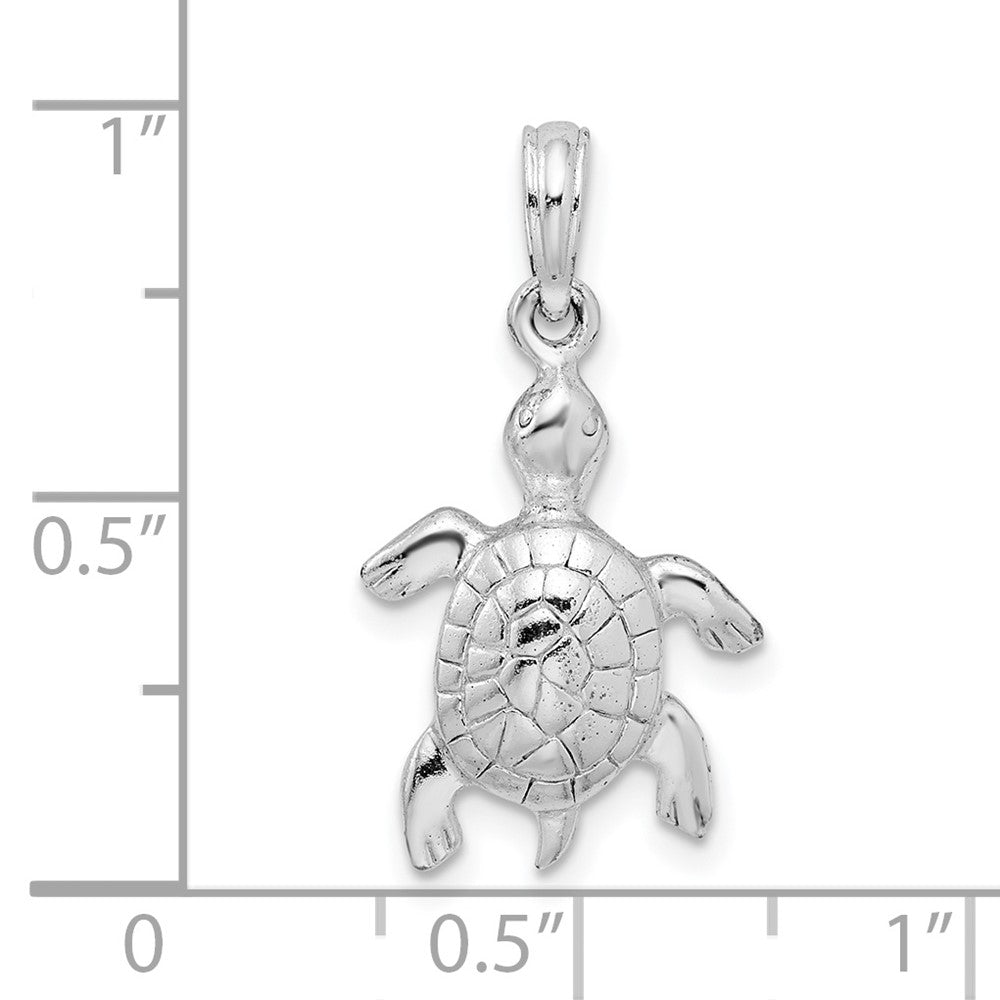 FJC Finejewelers 925 Sterling Silver Rhodium Plated Polished/Textured Turtle Charm 24 x 12 mm