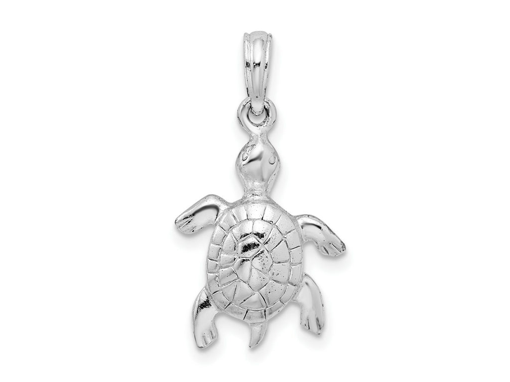 FJC Finejewelers 925 Sterling Silver Rhodium Plated Polished/Textured Turtle Charm 24 x 12 mm
