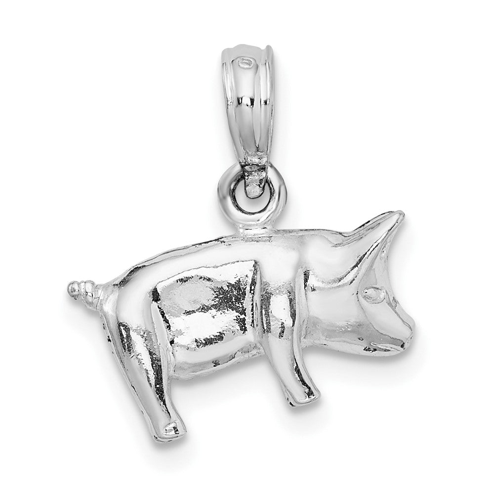 FJC Finejewelers 925 Sterling Silver Rhodium Plated Polished 3D Pig Charm 9 mm