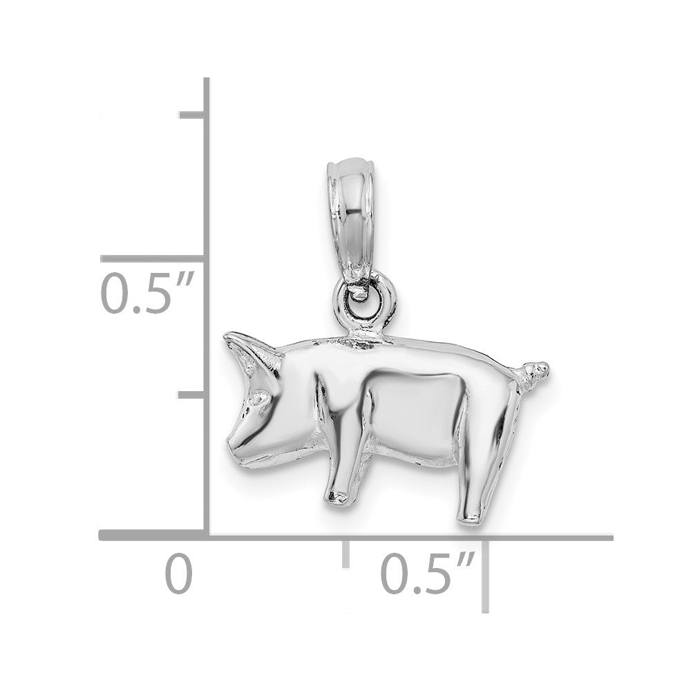 FJC Finejewelers 925 Sterling Silver Rhodium Plated Polished 3D Pig Charm 9 mm