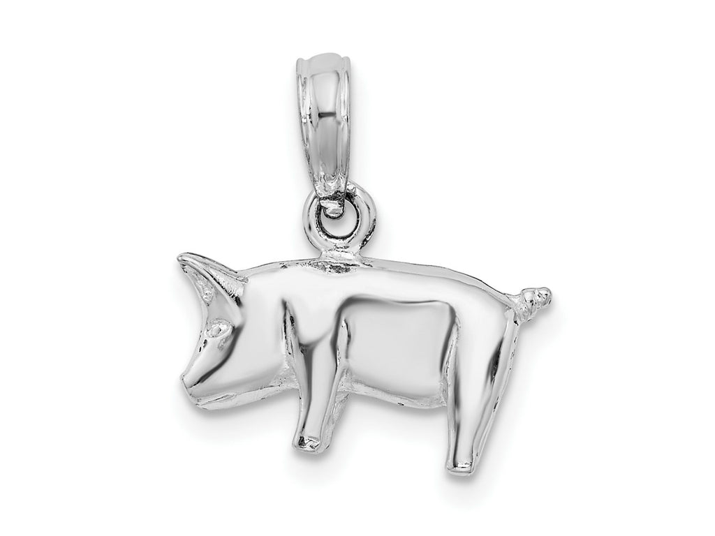 FJC Finejewelers 925 Sterling Silver Rhodium Plated Polished 3D Pig Charm 9 mm