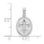 FJC Finejewelers 925 Sterling Silver d Polished/Textured Fleur de Lis Oval Charm 11 mm