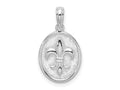 FJC Finejewelers 925 Sterling Silver d Polished/Textured Fleur de Lis Oval Charm 11 mm