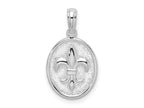 FJC Finejewelers 925 Sterling Silver d Polished/Textured Fleur de Lis Oval Charm 11 mm