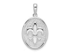 FJC Finejewelers 925 Sterling Silver d Polished/Textured Fleur de Lis Oval Charm 17 mm