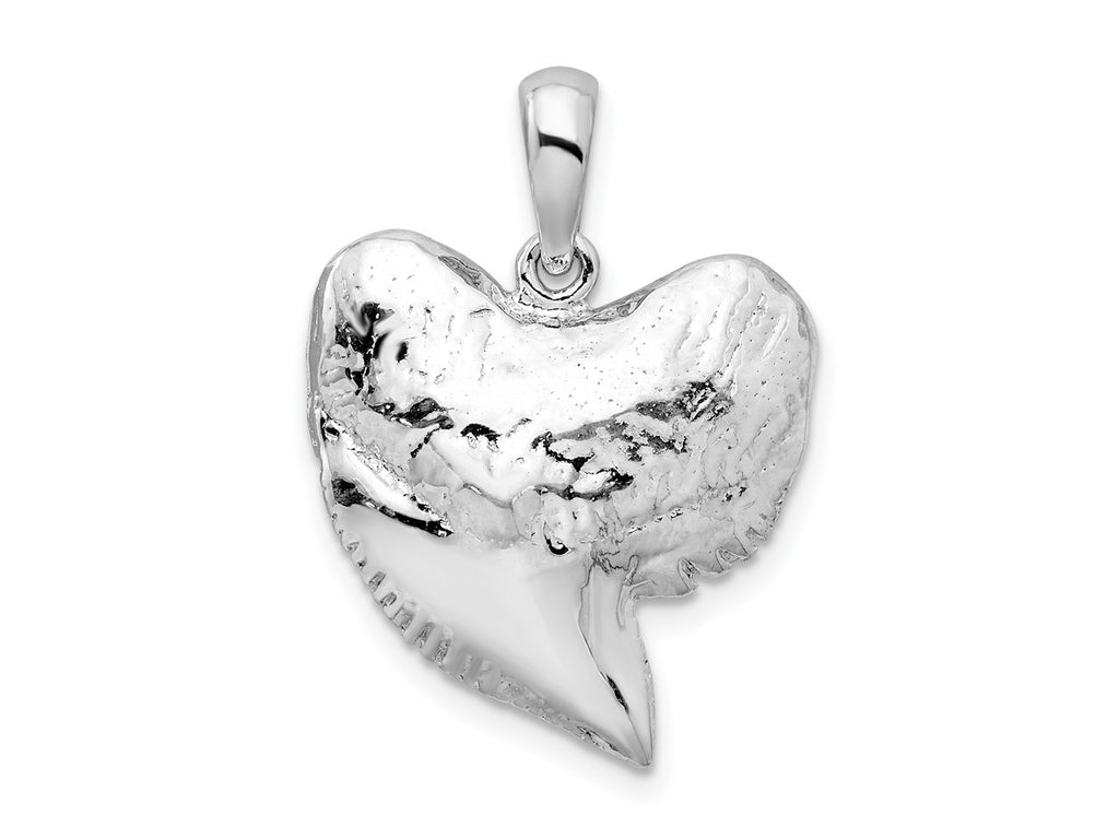 FJC Finejewelers 925 Sterling Silver Rhodium Plated Polished/Textured Shark Tooth Charm 26 x 19 mm