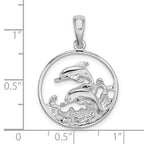 FJC Finejewelers 925 Sterling Silver d Polished Dolphins Swimming Oval Charm 28 x 19 mm