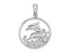 FJC Finejewelers 925 Sterling Silver d Polished Dolphins Swimming Oval Charm 28 x 19 mm