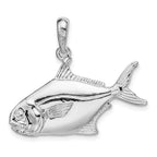 FJC Finejewelers 925 Sterling Silver Rhodium Plated Polished 3D Pompano Fish Charm 25 x 31 mm