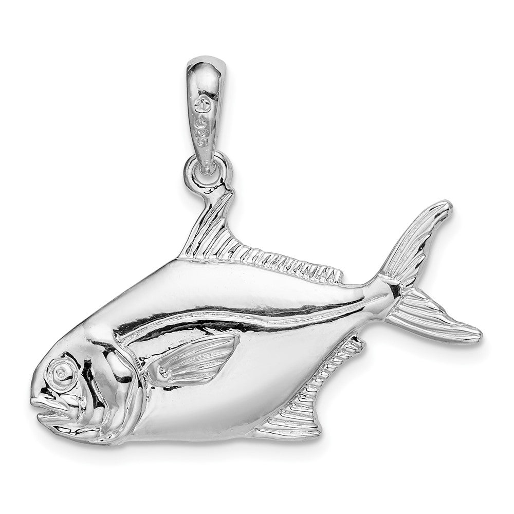 FJC Finejewelers 925 Sterling Silver Rhodium Plated Polished 3D Pompano Fish Charm 25 x 31 mm