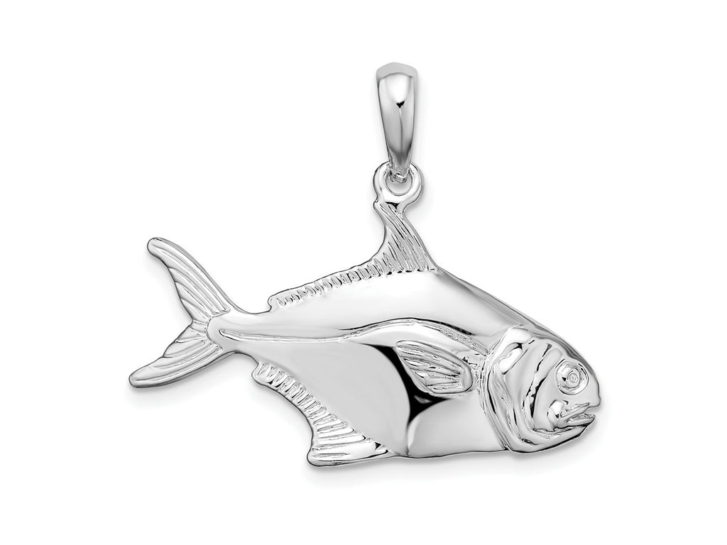 FJC Finejewelers 925 Sterling Silver Rhodium Plated Polished 3D Pompano Fish Charm 25 x 31 mm