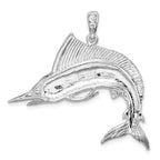 FJC Finejewelers 925 Sterling Silver Rhodium Plated Polished/Satin Striped Marlin Charm 35 x 39 mm