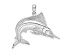 FJC Finejewelers 925 Sterling Silver Rhodium Plated Polished/Satin Striped Marlin Charm 35 x 39 mm